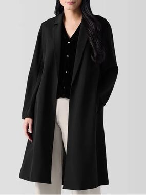 Premise Suede Black Long Open Trench Coat